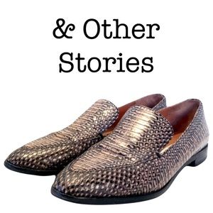 & Other Stories Brown Snake Print Loafers Size 7